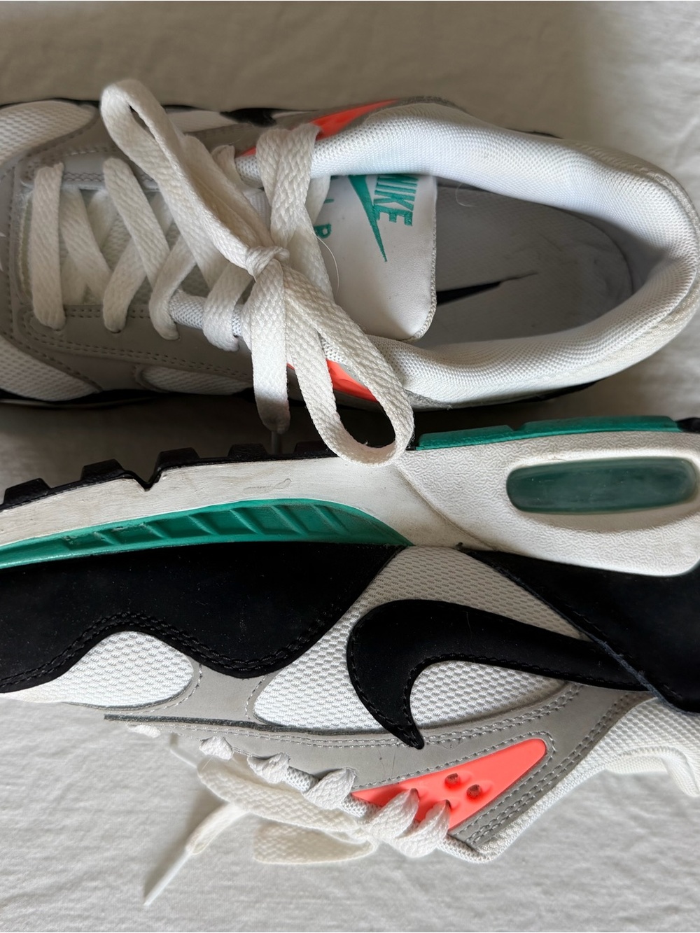 Nike White Black Teal Coral Accent Sneakers
